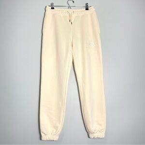 GANT Womens Tonal Shield Sweatpants Off-White Drawstring Jogger Ankle Size Small